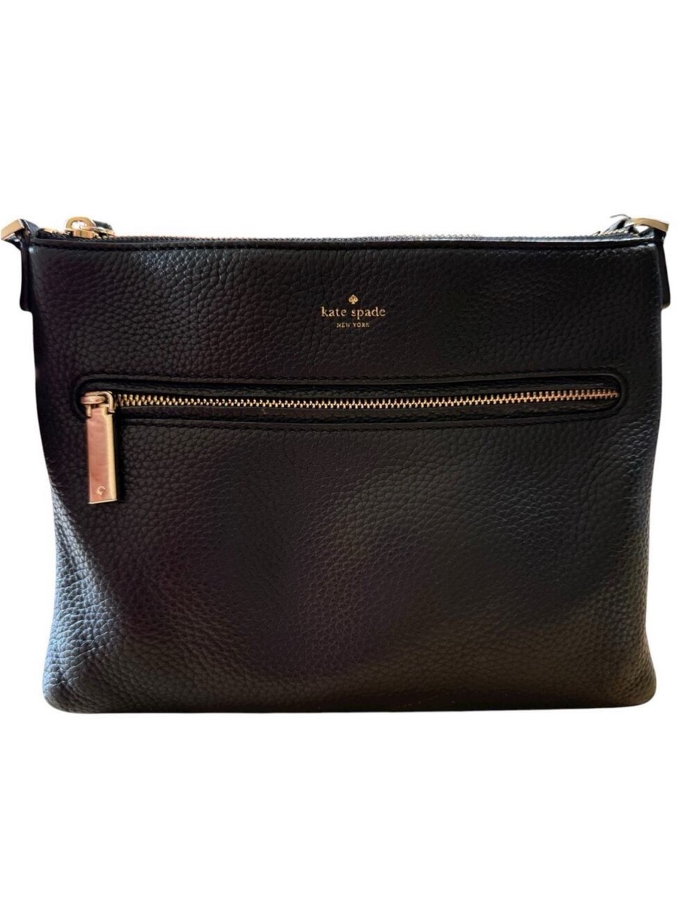 kate spade Black Pebbled Leather Crossbody with Gold Hardware